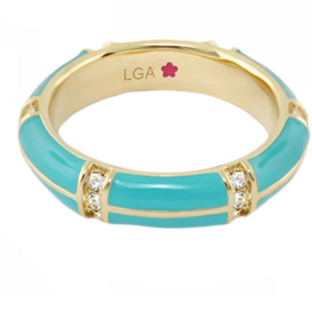 LAUREN G ADAMS- Gold and Turquoise Women's Ring 18k gold plated NWT